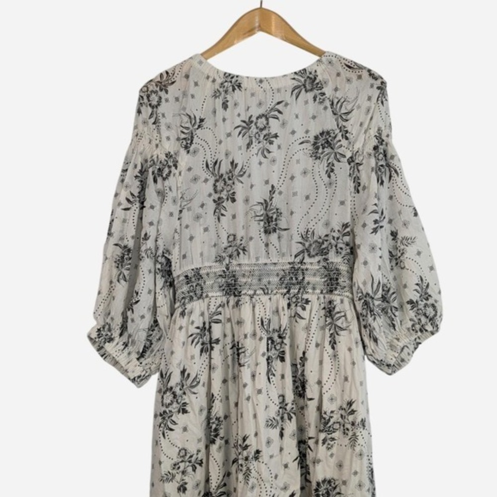 Free People Golden Hour Floral Boho Maxi Dress Ivory Black XL - Picture 8 of 12